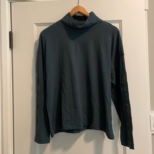 Madewell Mock Funnel Turtleneck Long Sleeve Shirt in Dark Green Size M